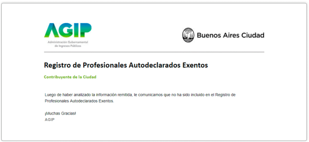 AGIP, Ingresos Brutos: Registro de Profesionales Autodeclarados Exentos image